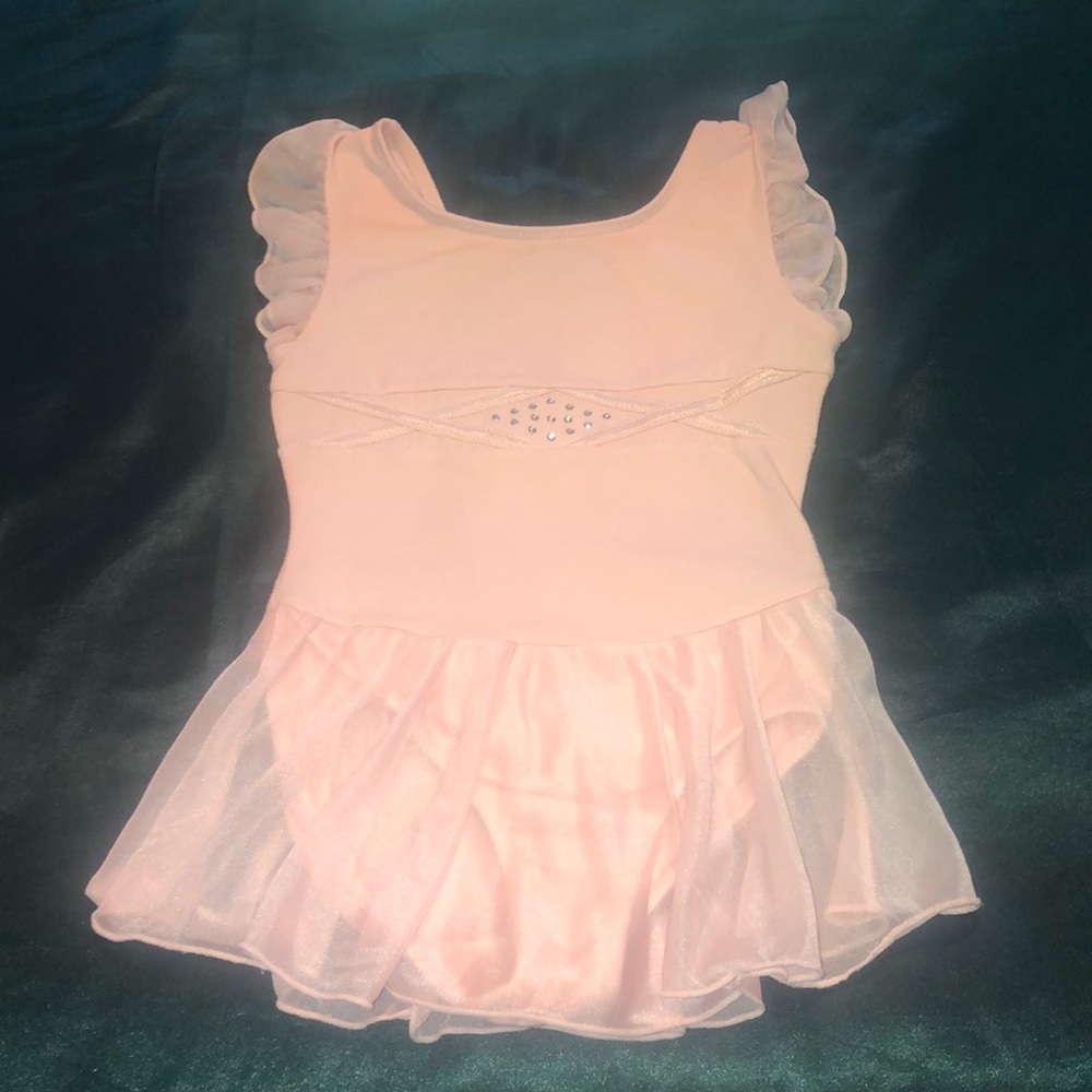 Elegant Pink Dance Leotard with Ruffle Sleeves